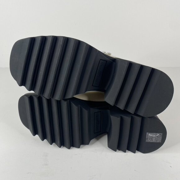 Karl Lagerfeld Paris Ivory Chunky Heel Embellished Platform Combat Boot Size 6.5 - Picture 7 of 8